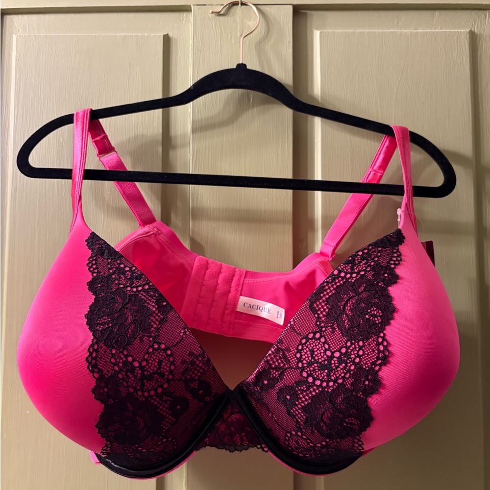 Pink & Black Lace Cacique Bra